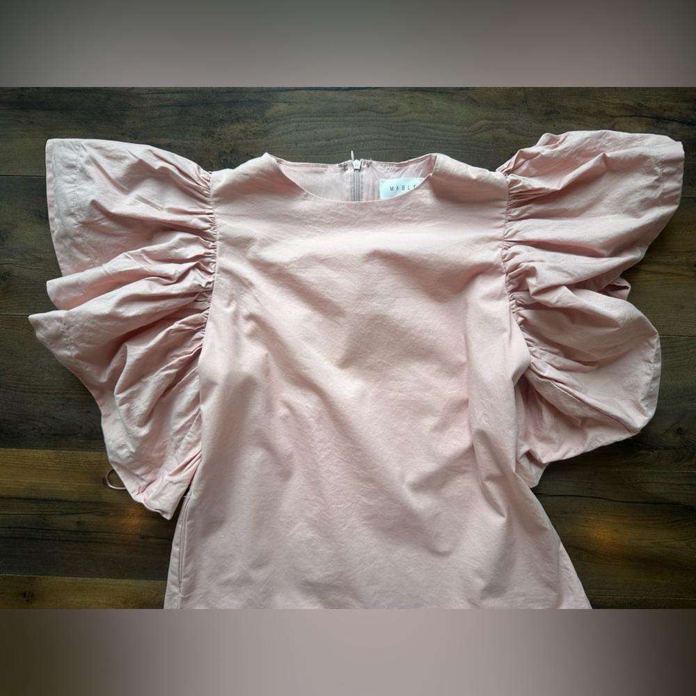 Mable Pink Puff Sleeve Blouse Babydoll Cotton Statement Top S - Picture 3 of 7